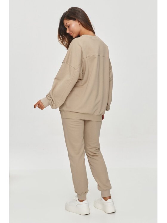 Makadamia Makadamia Bluza M859 Beżowy Loose Fit