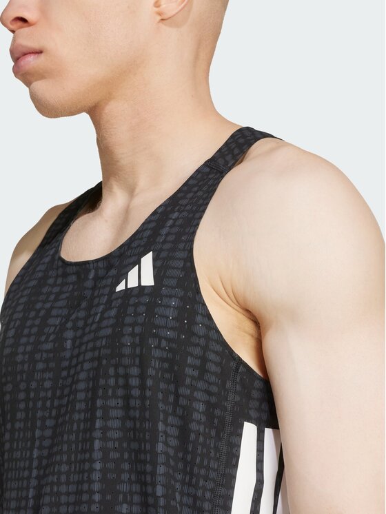 adidas adidas Tank top Adizero Running Szary ciemny Slim Fit