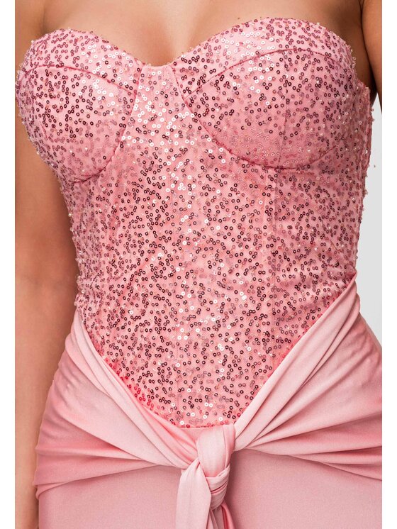 Ombre Ombre Sukienka wieczorowa LA-OM-DLR349 Różowy Slim Fit