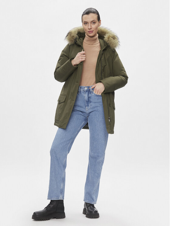 Woolrich Woolrich Μπουφάν πουπουλένιο Arctic Raccoon CFWWOU0538FRUT0001 Πράσινο Regular Fit