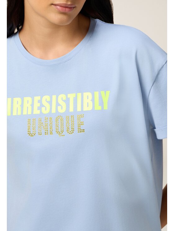 Oltre Oltre T-shirt G046J004411N004 Turchese Regular Fit