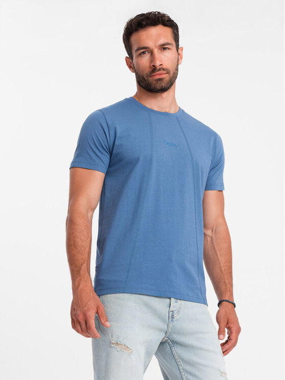 Ombre Ombre T-Shirt OM-TSCT-0170 Modrá Regular Fit