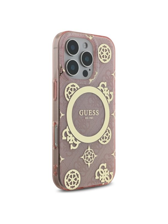 Guess Guess Etui na telefon IML Peony On 4G Background Różowy