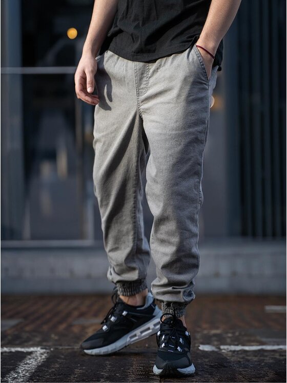 Metoda Sport Metoda Sport Spodnie materiałowe Spodnie Jeansowe Jogger Metoda Sport Mini M Pocket Logo Szare 2XL Szary Regular Fit