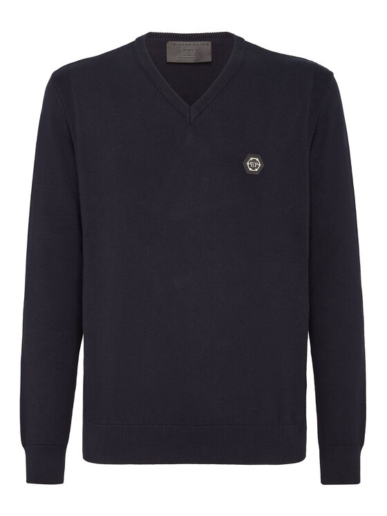 PHILIPP PLEIN PHILIPP PLEIN Sweter 10419 Granatowy Regular Fit