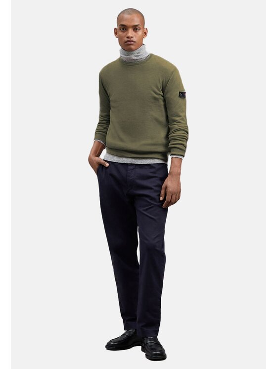 Peuterey Maglione EXMOOR 06 Maglione Girocollo Misto Lana Cotone PEU5239 99011919 Verde Regular Fit Modivo