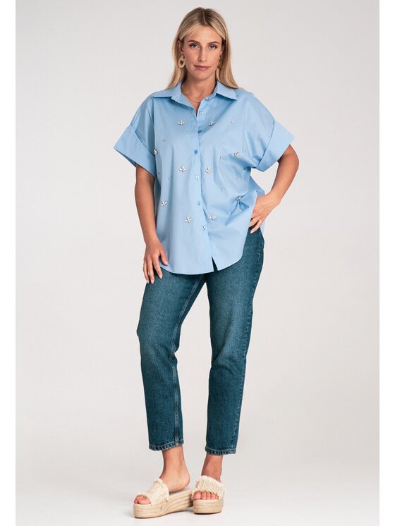 FIGL FIGL Košeľa M1226 Modrá Loose Fit