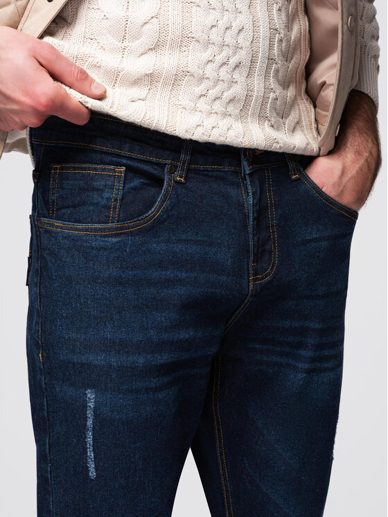 Ombre Ombre Jeansy OM-PADP-0241 Granatowy Regular Fit