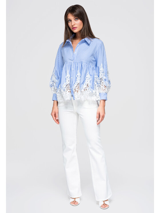 Ombre Ombre Koszula OW-SH-E0046 Niebieski Loose Fit