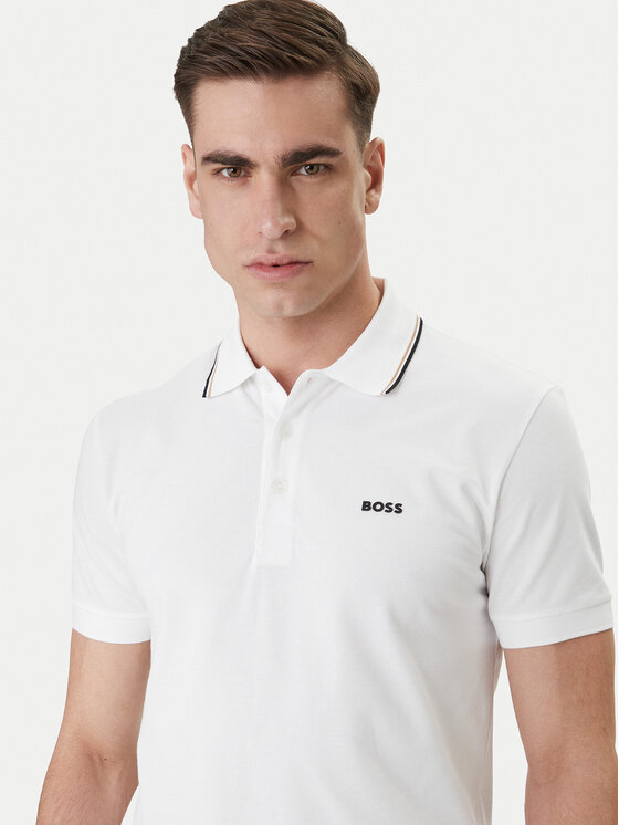 BOSS BOSS Polo majica Birdie Paule 50559365 Bela Slim Fit