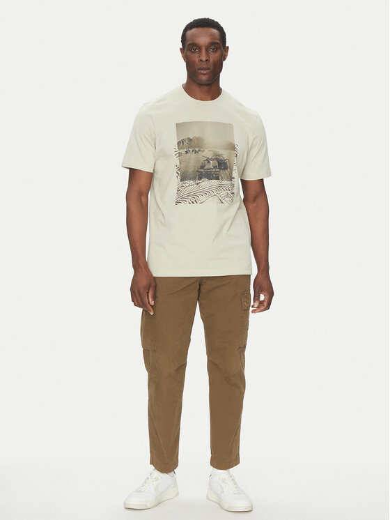 BOSS BOSS T-Shirt Te_Dunetrace 50539187 Beżowy Regular Fit