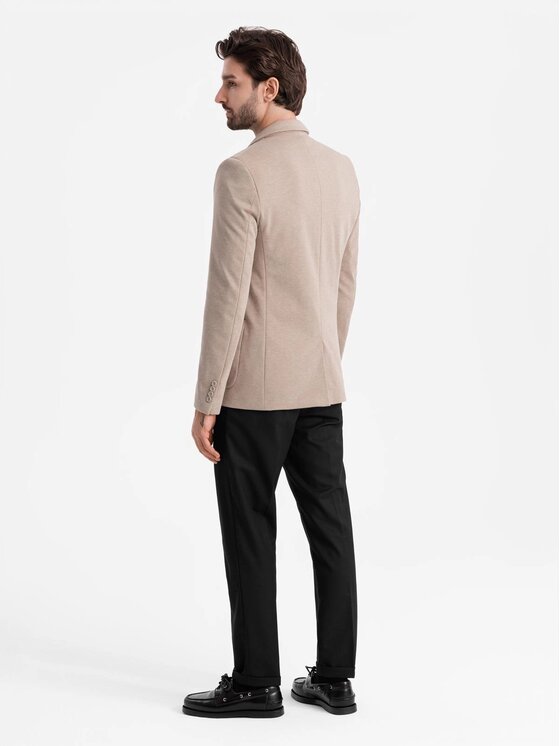 Ombre Ombre Marynarka OM-BLZB-0129 Beżowy Regular Fit