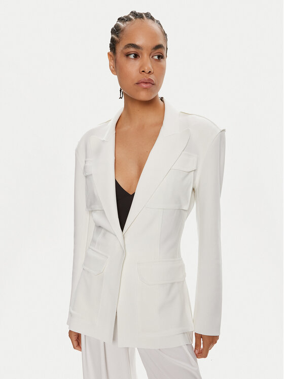 NORMA KAMALI NORMA KAMALI Σακάκι KK1244PLD41944 Λευκό Regular Fit