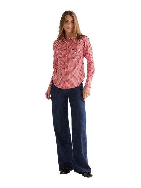 Wrangler Wrangler Koszula WESTERN SHIRT Pomarańczowy Slim Fit