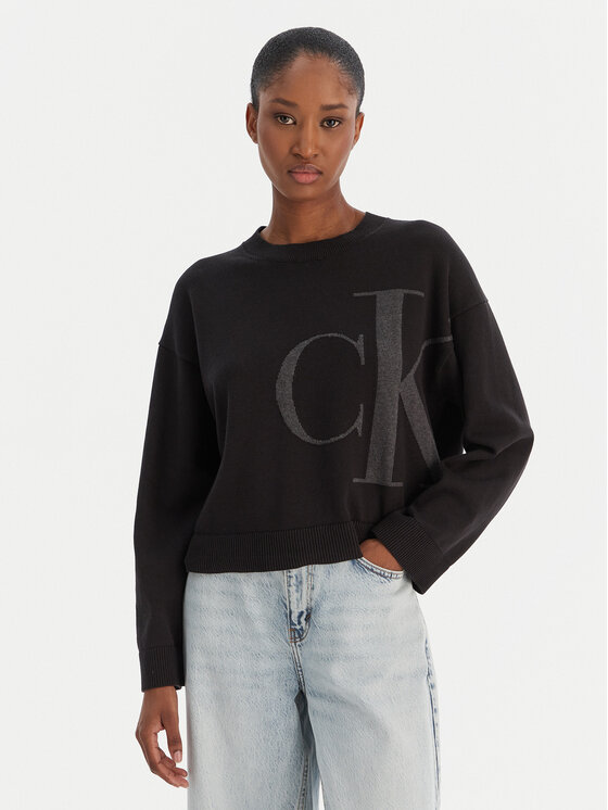 Calvin Klein Jeans Calvin Klein Jeans Sweater Smooth LV047E304G Fekete Regular Fit