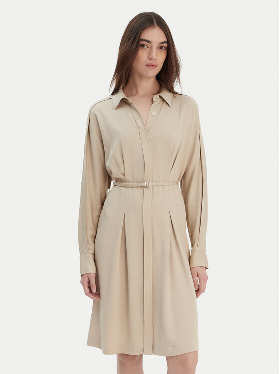 BOSS BOSS Рокля тип риза Dolala 50552373 Бежов Relaxed Fit