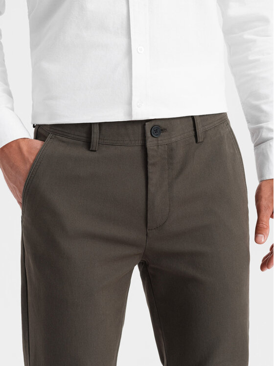 Ombre Ombre Chinosy OM-PACP-0188 Khaki Regular Fit