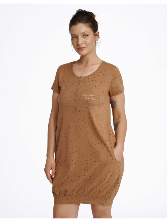 Esotiq Esotiq Koszula nocna 41147 Brązowy Regular Fit