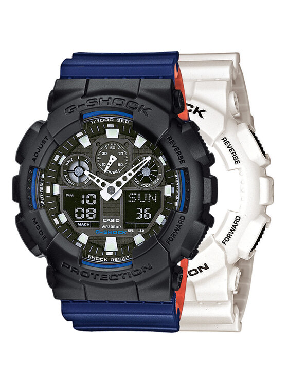 Casio Casio Zegarek SET GA-100B-7AER + BEZEL 10358741 + PASEK 10527467 Niebieski