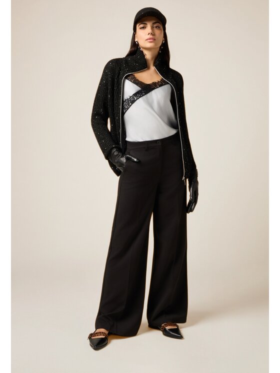 Oltre Oltre Spodnie materiałowe P01XR009262N033 Czarny Baggy Fit