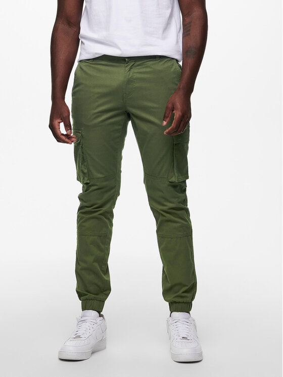 Only & Sons Only & Sons Kalhoty z materiálu 22016687 Zelená Tapered Fit