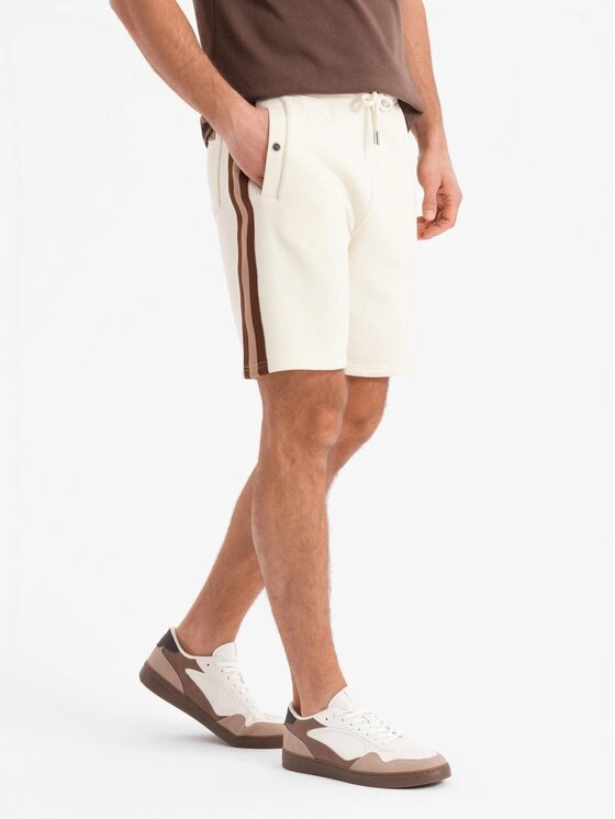 Ombre Ombre Szorty materiałowe OM-SRSK-0156 Écru Regular Fit