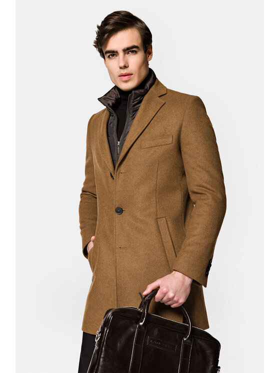 Lancerto Lancerto Płaszcz wełniany Wolfsburg KU054222000012 Beżowy Regular Fit