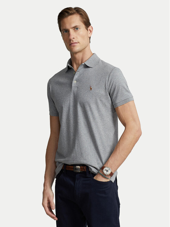 Polo Ralph Lauren Polo 710713130007 Γκρι Custom Slim Fit