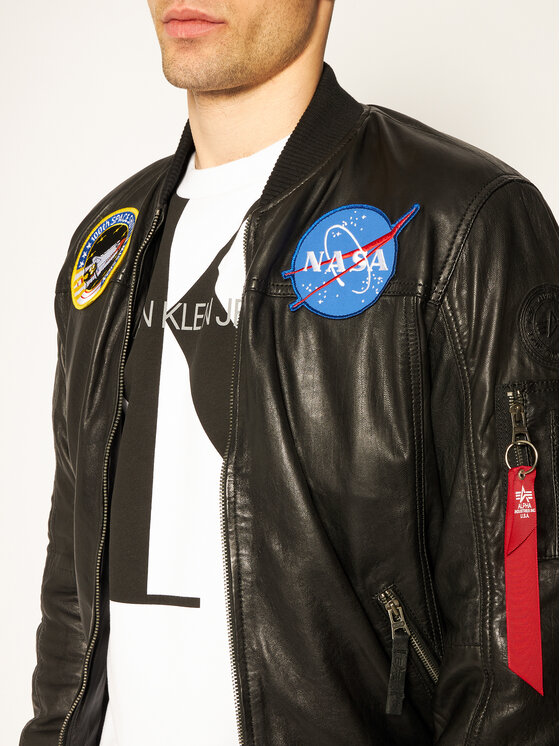 Alpha Industries Alpha Industries Ādas imitācijas jaka Ma-1 Nasa 126151 Melns Regular Fit