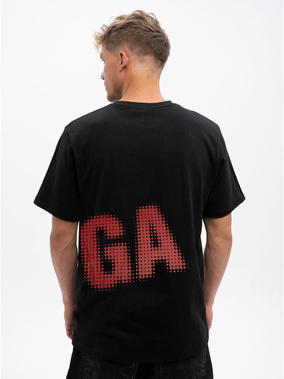 Jigga Wear Jigga Wear T-Shirt Koszulka Z Krótkim Rękawem Oversize Męska Czarna / Czerwona Jigga Wear Pixel XL Czarny Oversize