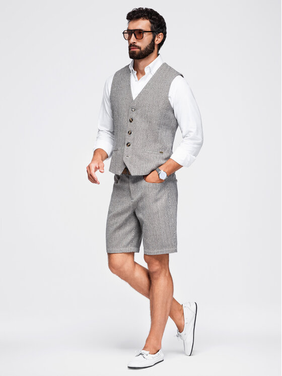 Ombre Ombre Szorty materiałowe OM-SRCS-0189 Brązowy Regular Fit