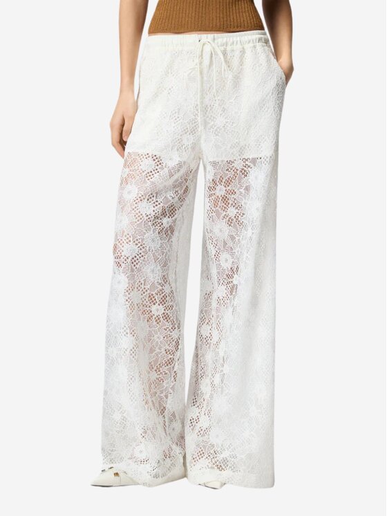 PINKO PINKO Bryczesy LAURIE PANTALONE PIZZO REBRODE Biały Regular Fit
