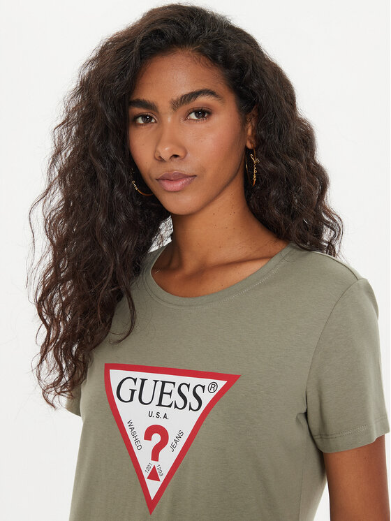 Guess Guess Tričko W1YI1B I3Z14 Zelená Regular Fit