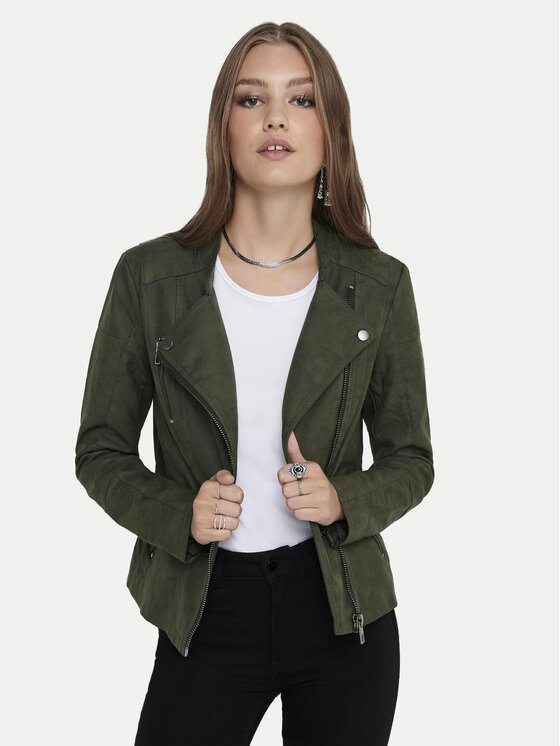 ONLY ONLY Kurtka z imitacji skóry Ava 15102997 Zielony Regular Fit