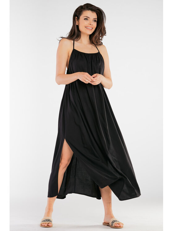 Awama Awama Sukienka letnia A428 Czarny Basic Fit