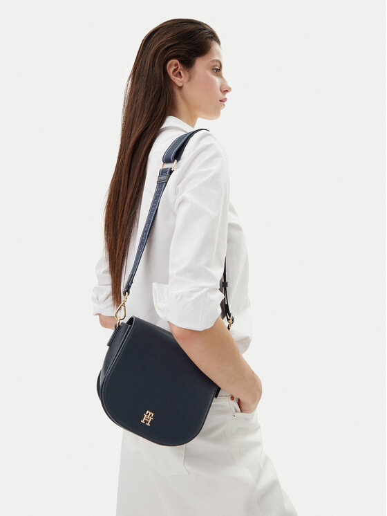 Tommy Hilfiger Tommy Hilfiger Τσάντα Th Logotape Saddle Bag AW0AW17184 Σκούρο μπλε