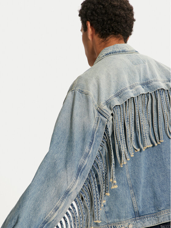 Mustang Mustang Kurtka jeansowa Ozark Fringe 1015681 Niebieski Relaxed Fit