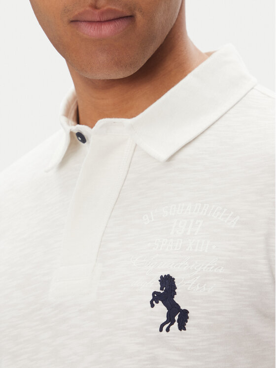 Aeronautica Militare Aeronautica Militare Тениска с яка и копчета 251PO1857J680 Бял Regular Fit