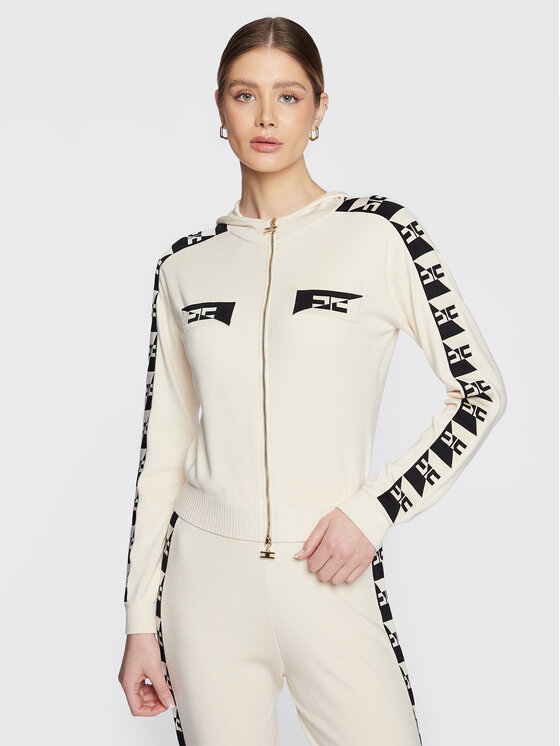 Elisabetta Franchi Elisabetta Franchi Džemperis ar kapuci MK-21S-31E2-V380 Écru Regular Fit