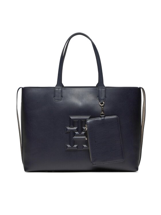 Geantă Tommy Hilfiger Iconic Tommy Tote AW0AW15687 Space Blue DW6