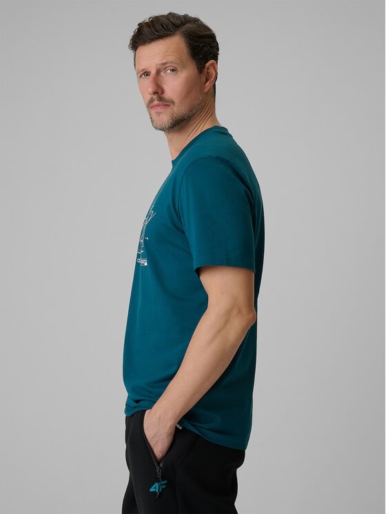 4F 4F T-Shirt COMMERCIAL 12 Turkusowy Regular Fit