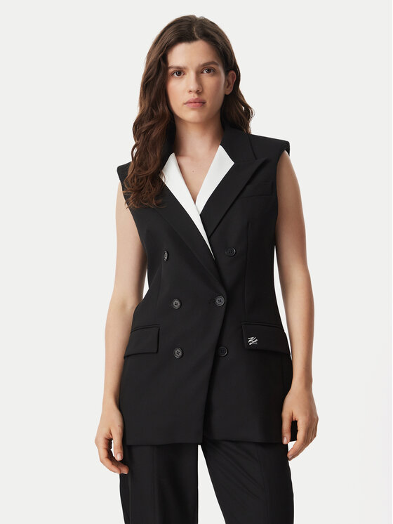 KARL LAGERFELD Vestă elegantă B3W14028 Negru Relaxed Fit