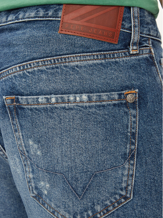Pepe Jeans Pepe Jeans Džínsové šortky Relaxed Short Repair PM801074 Modrá Relaxed Fit