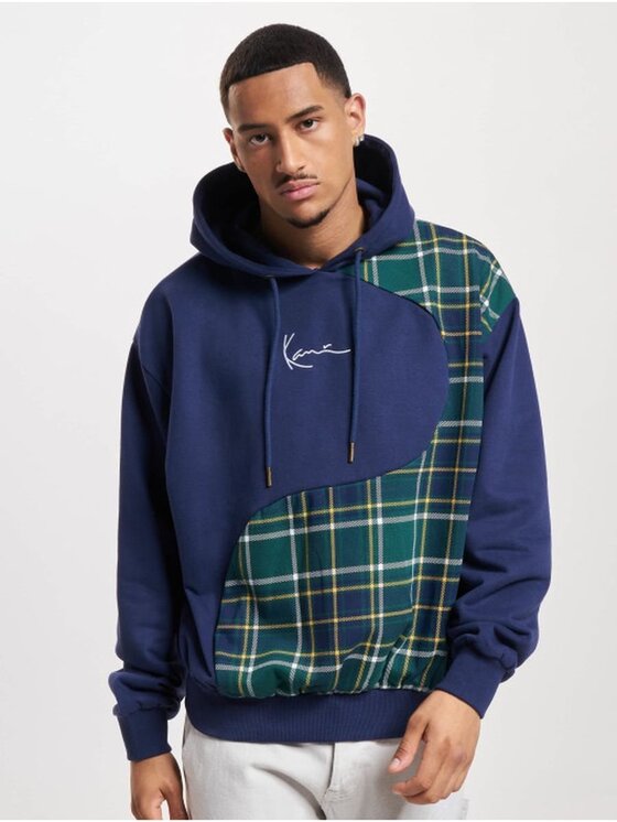 Karl Kani Karl Kani Mikina SMALL SIGNATURE WAVY BLOCK OS HOODIE Tmavomodrá Regular Fit