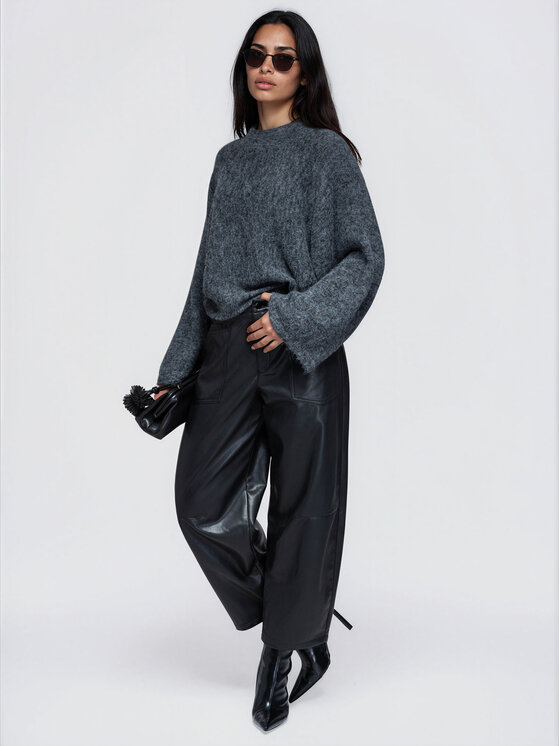Ombre Ombre Svetr OW-SW-E0063 Šedá Relaxed Fit