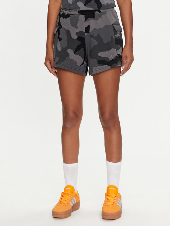 adidas Pantaloncini sportivi Essentials 3-Stripes Camo-Print IX3707 Grigio Loose Fit, taglia : XL
