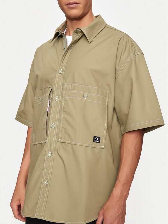 Converse Converse Marškiniai M Wordmark Utility Shirt 10026433-A02 Chaki Regular Fit