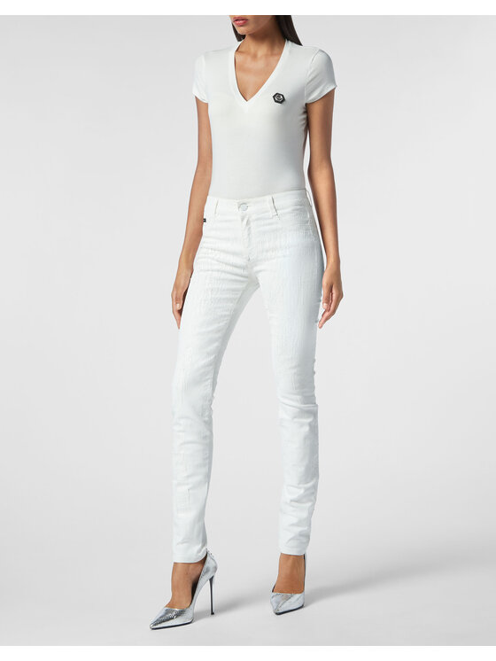 PHILIPP PLEIN PHILIPP PLEIN Jegginsy 3099 Biały Jegging Fit