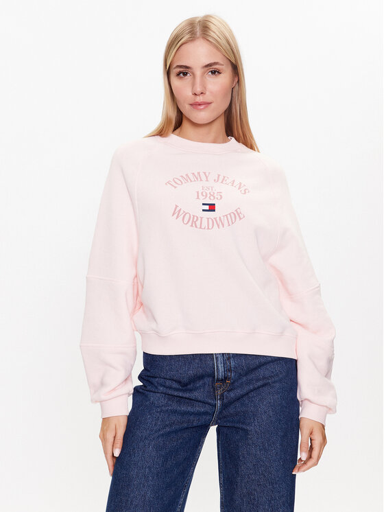 Tommy Jeans Mikina DW0DW16137 Ružová Relaxed Fit