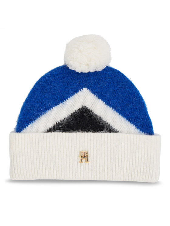 Tommy Hilfiger Čiapka Th Evening Pompom Beanie Argyle AW0AW15305 Modrá